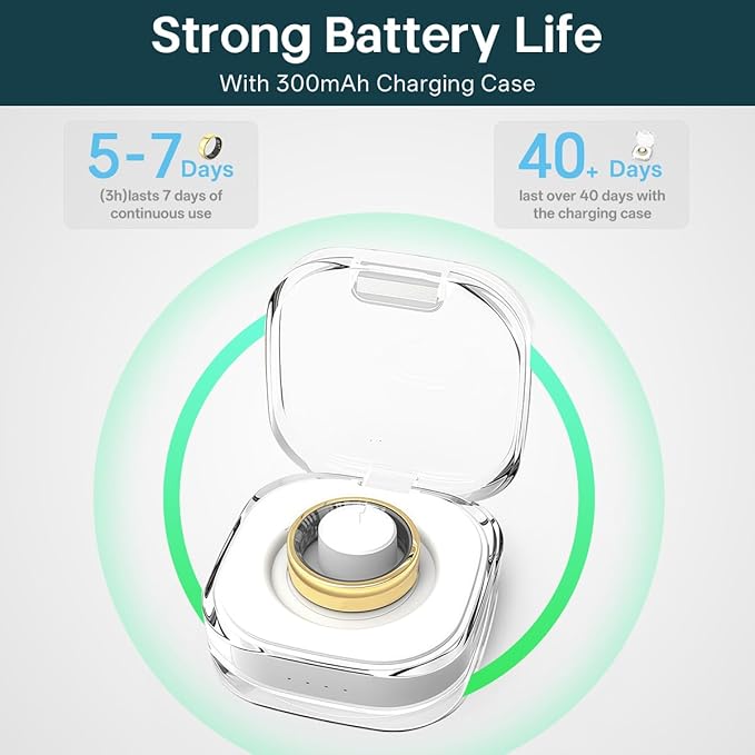 Smart Rings for Women Men,Fitness Tracker Ring,Heart Rate,Blood Oxygen,Blood Pressure,Step Tracker,Sleep Monitoring,No Subscription Fee,IP68 Waterproof Smart Ring for iphone&Android(Gold 11)