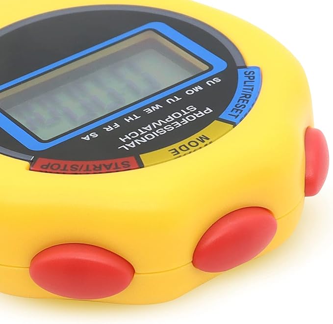 12 Pack Multi-Function Electronic Digital Sport Stopwatch Timer, Large Display with Date Time and Alarm Function,Suitable for Sports Coaches Fitness Coaches and Referees (Yellow)