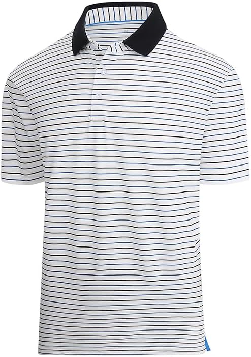 Men's classic striped golf polo with UPF 30 protection