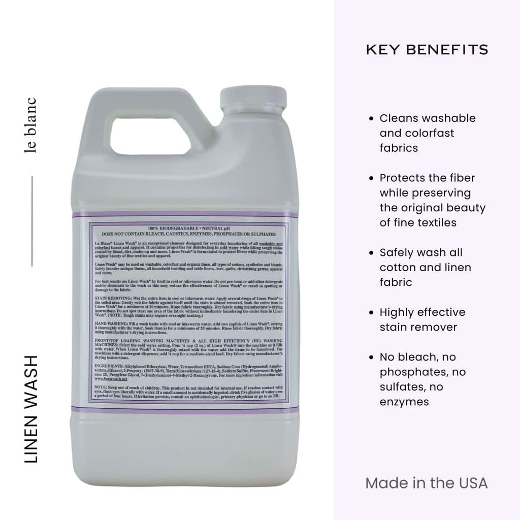 Fragrance-Free Linen Wash 64 oz Laundry Cleaner for Fine Linens