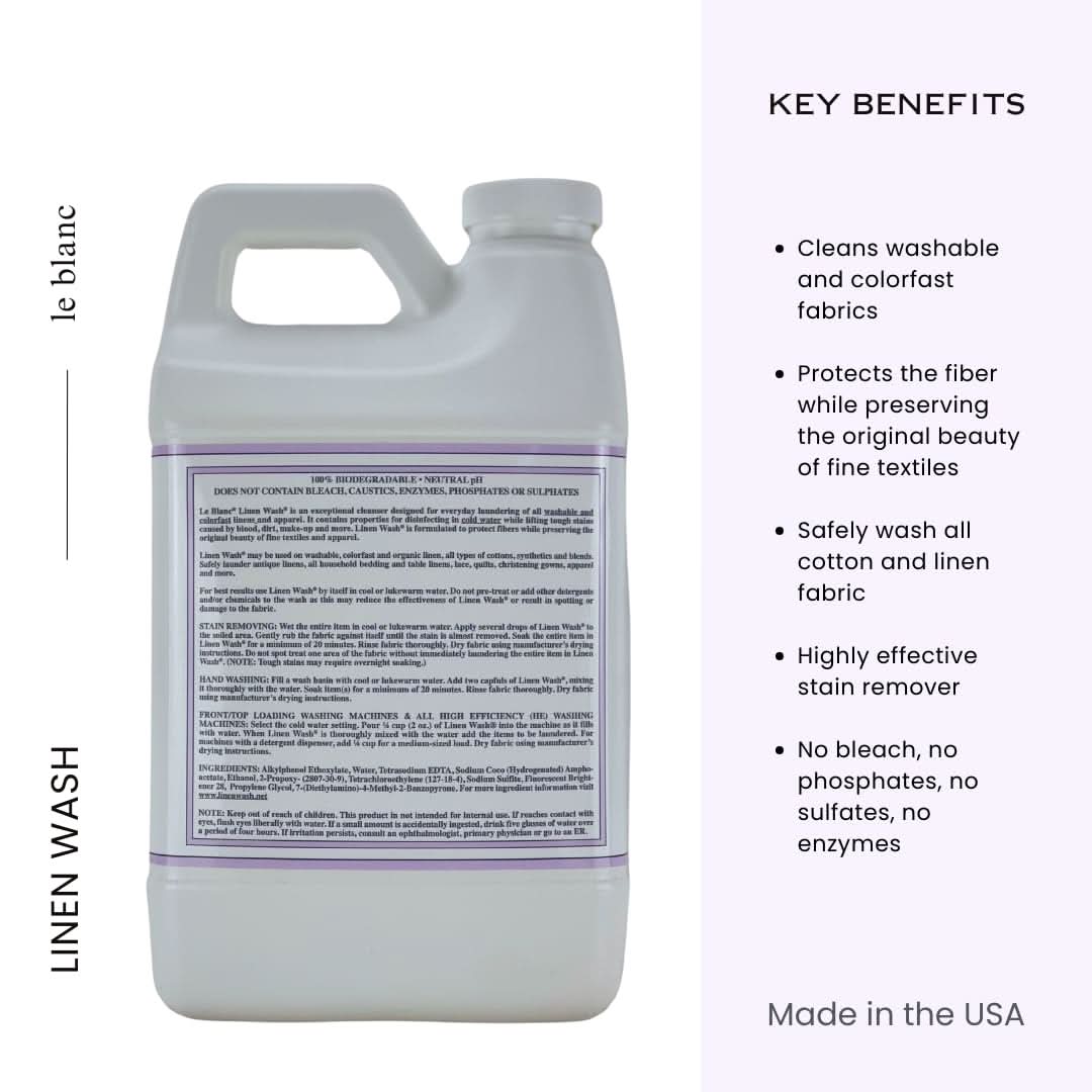 Fragrance-Free Linen Wash 64 oz Laundry Cleaner for Fine Linens
