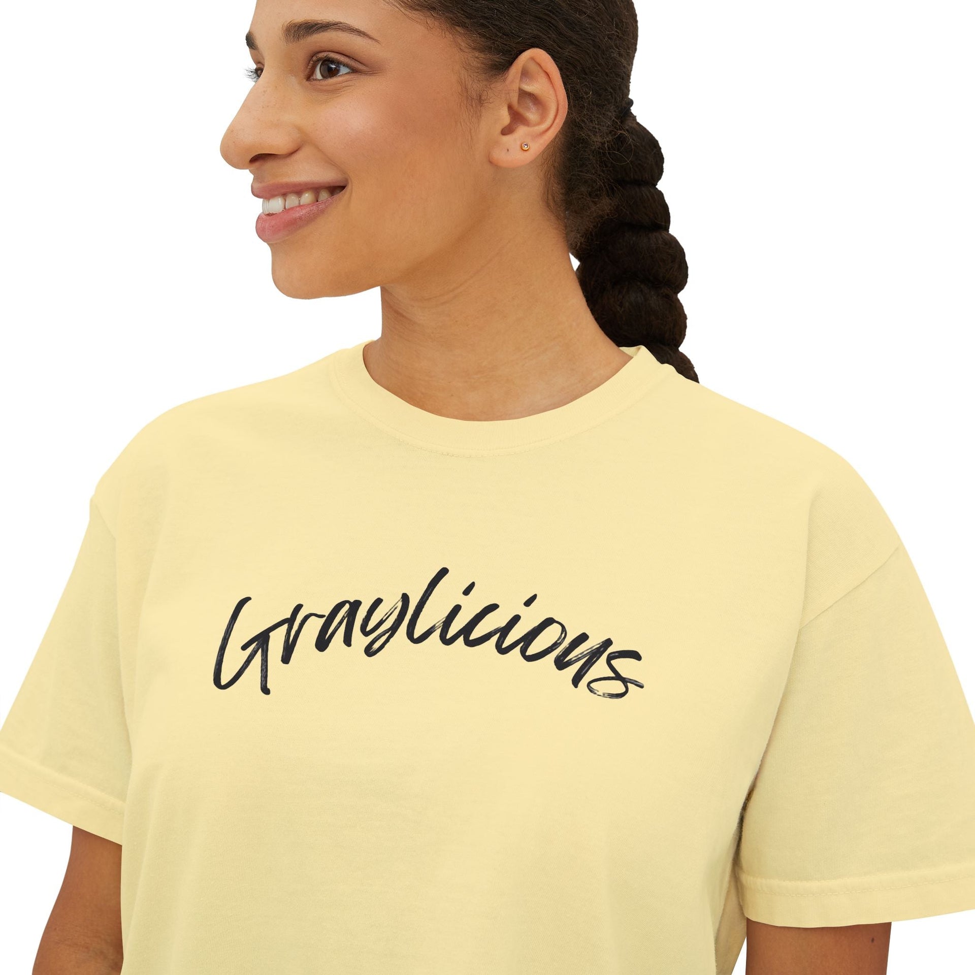 Women's Boxy Cotton Oversized Crewneck Short Sleeve Tee