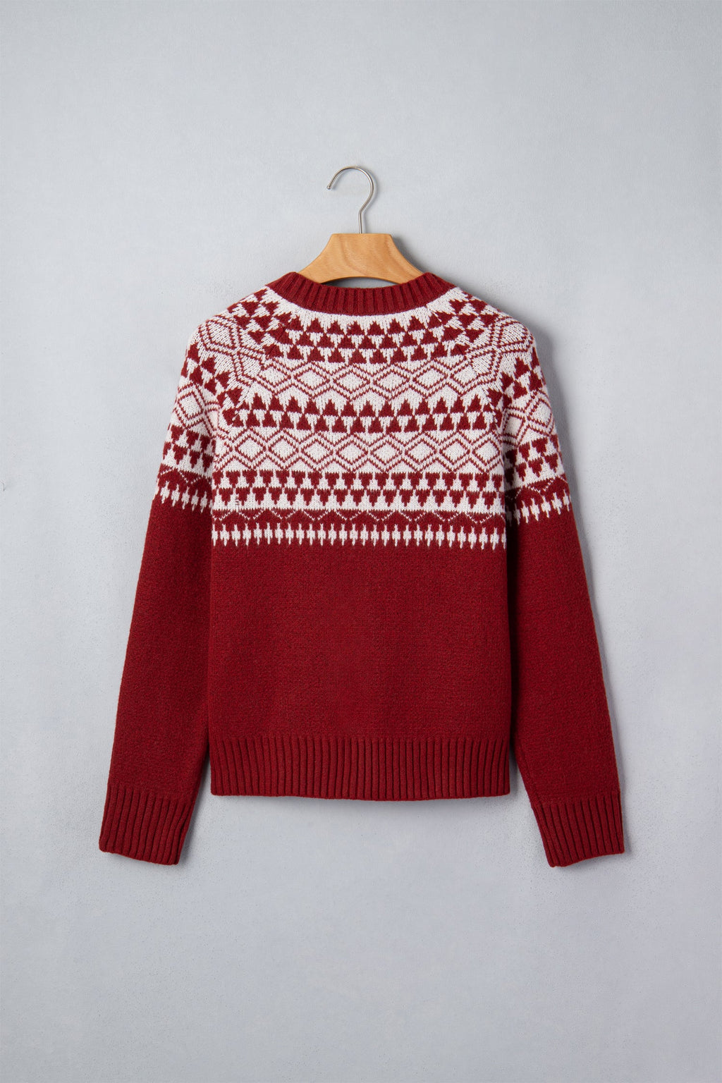 Geometric Fair Isle Button Front Knit Cardigan