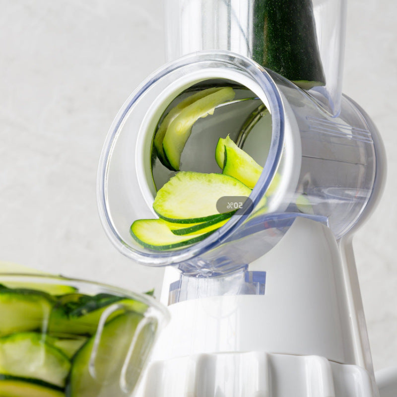 3-in-1 Manual Vegetable Slicer & Round Mandolin Chopper - White