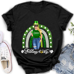 Personalized Irish Girl Unisex T-shirt/Sweatshirt/Hoodie - Gift Idea For St Patrick's Day - Feeling Lucky