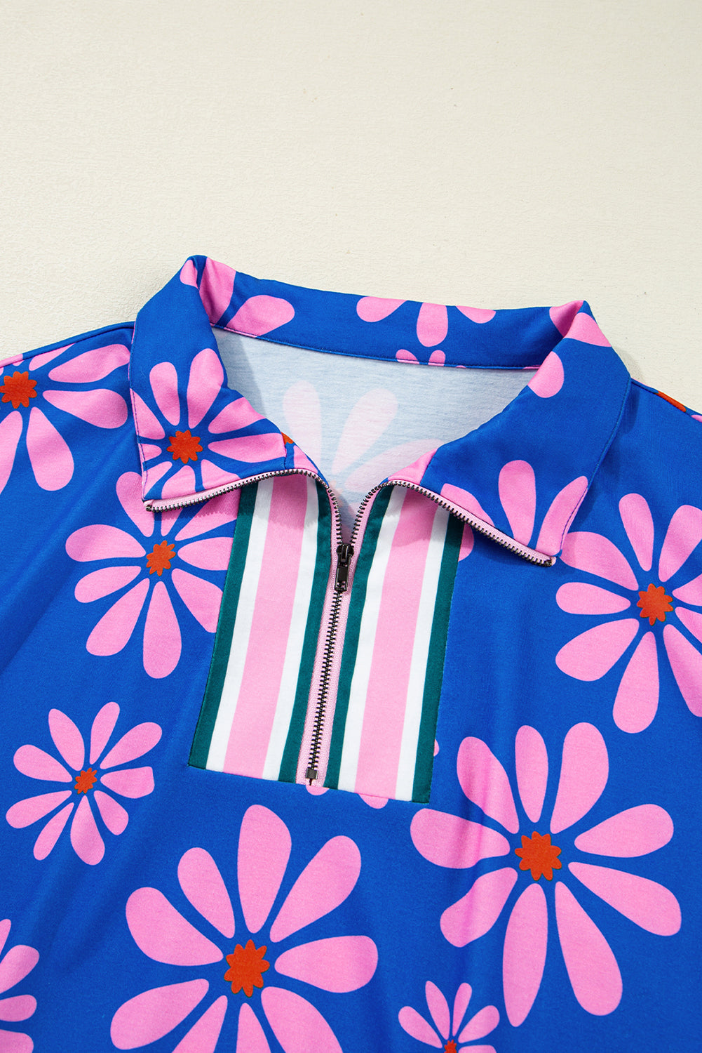 Women's Floral Quarter-Zip Mini Dress