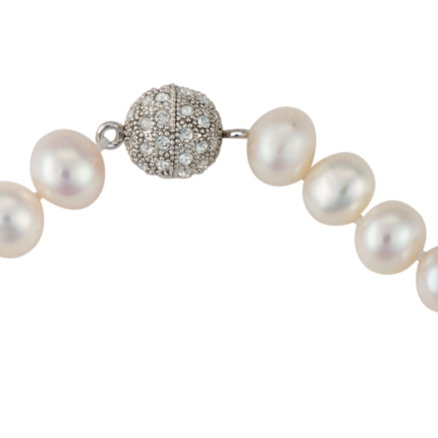 Classic 18-Inch White Freshwater Pearl Strand Crystal Clasp - Image 2