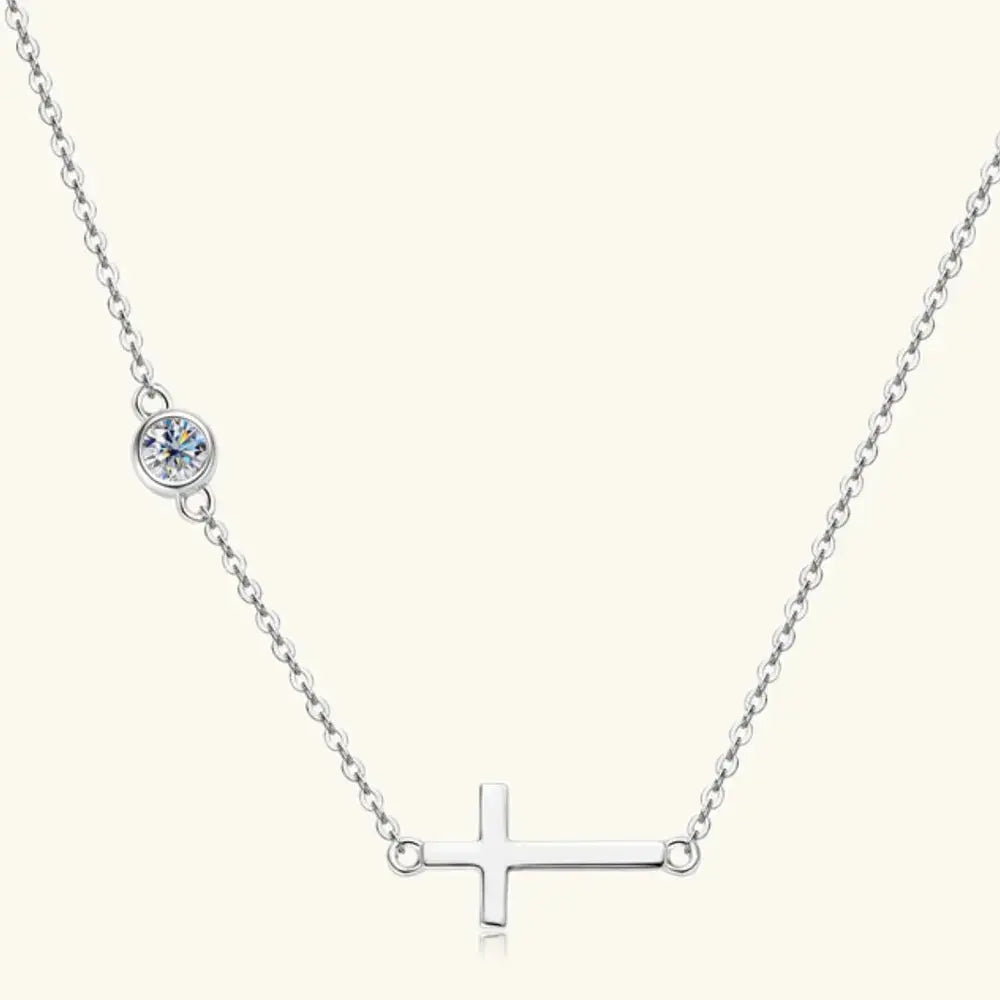 Cross 925 Sterling Silver Moissanite Necklace