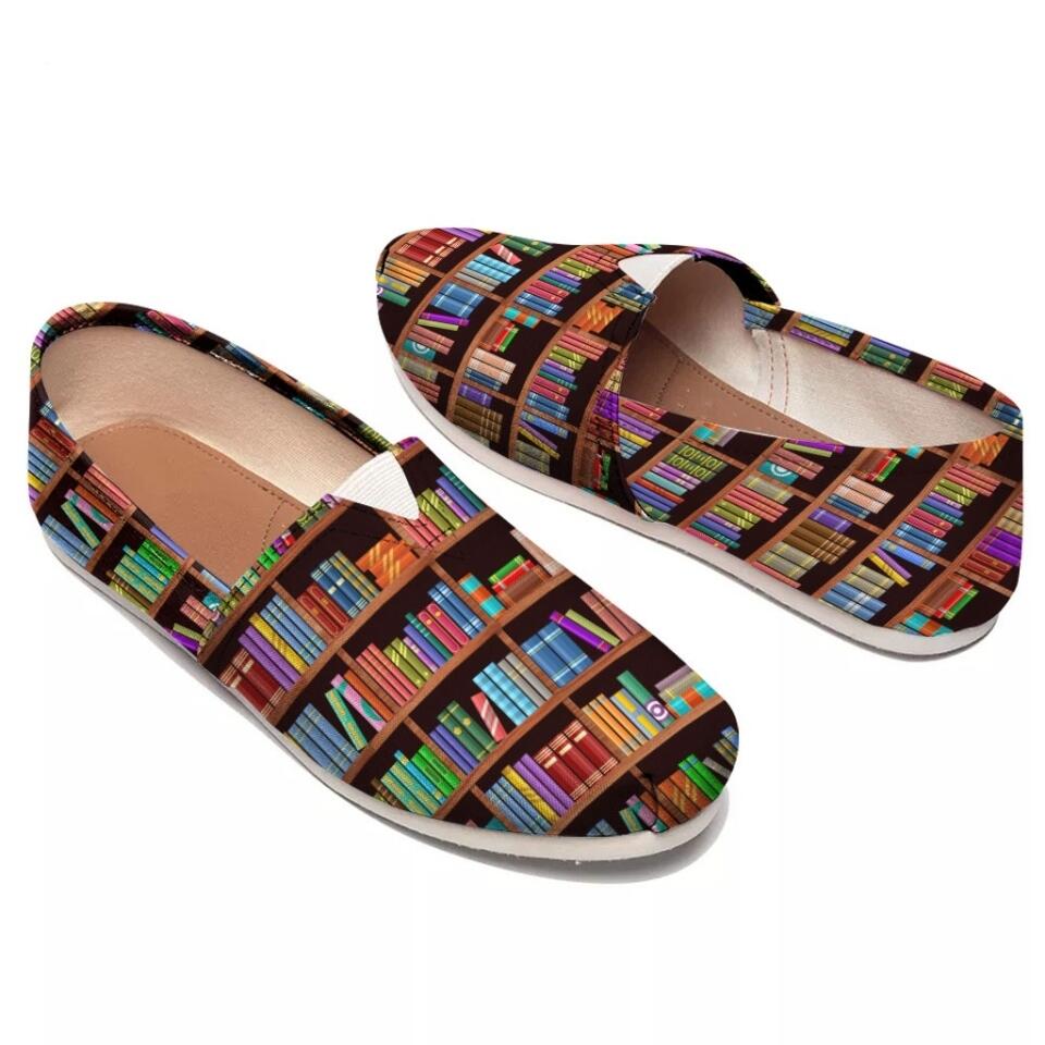 Women's Book Print Canvas Fisherman Shoes for Book Lovers