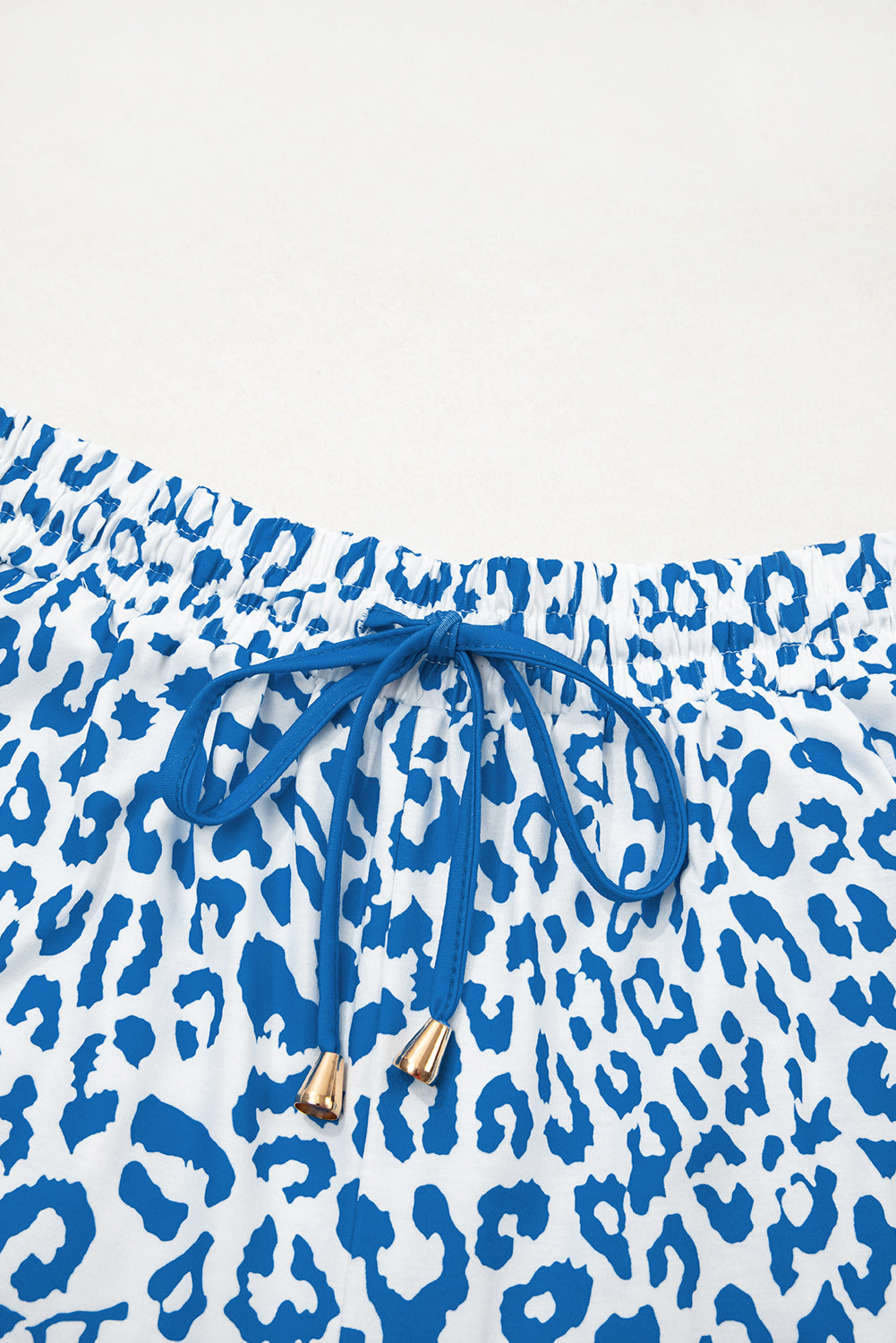 Leopard Print Lace-Up Shorts with Contrast Trim & Elastic Waist