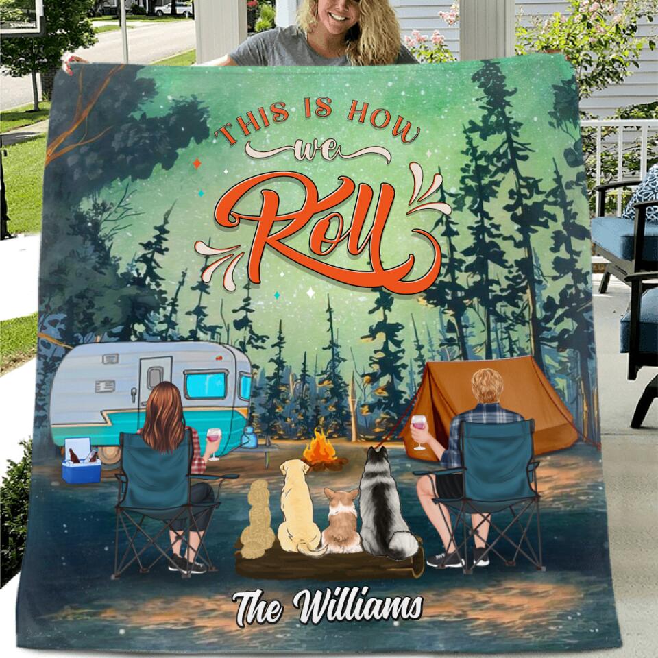 Personalized Camping With Dogs Quilt/Fleece Blanket & Pillow Cover - Up to 4 Dogs - Gift Idea For Camping/Dog Lover - Always At Home Wherever We Roam