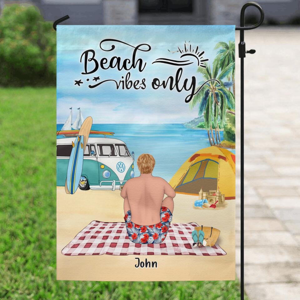 Personalized Camping Beach Flag - Up to 4 People - Best Gift For Camping Lover/Couple - The Beach Is Our Happy Place
