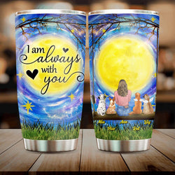Personalized Dog Mom Tumbler - Up to 4 Dogs - Best Gift Idea For Dog Lover - I Love You To The Moon And Back