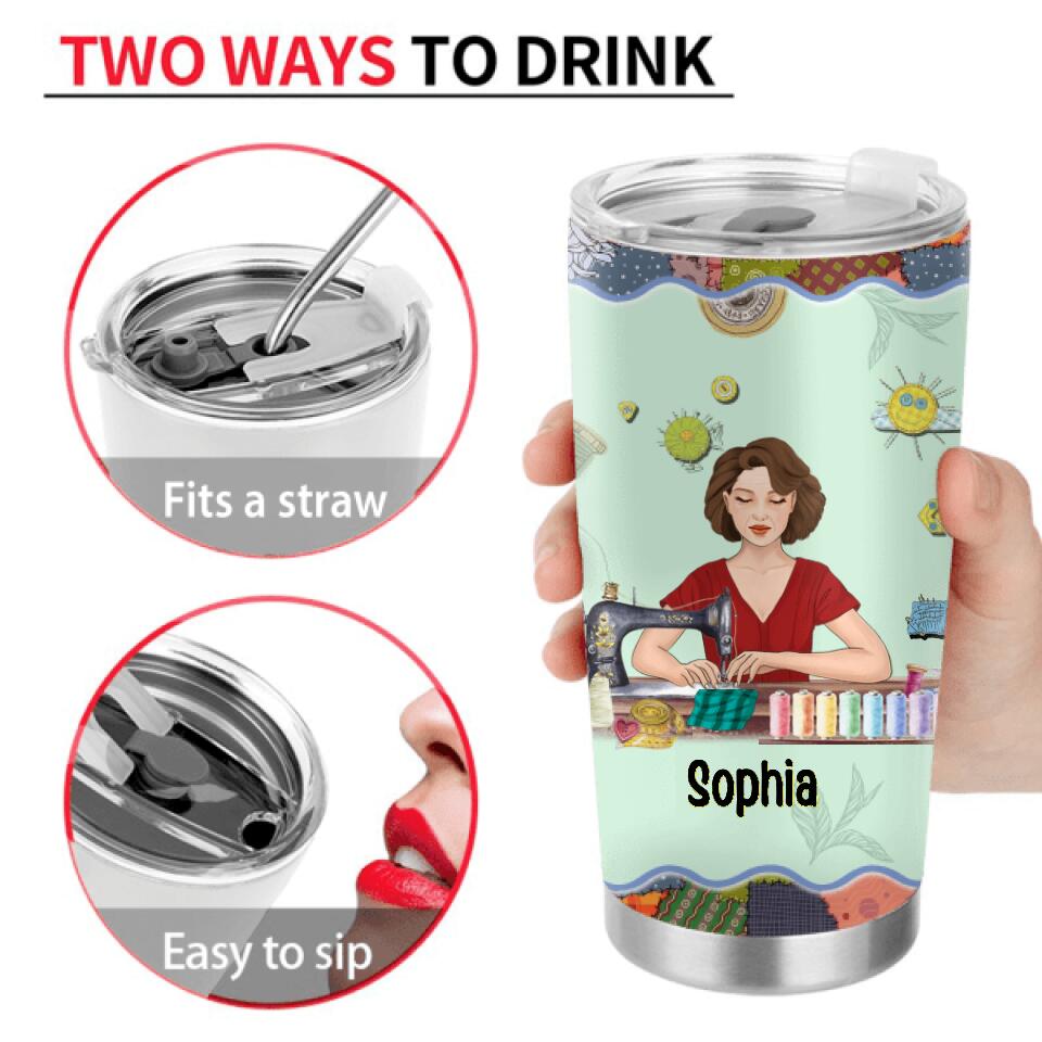 Personalized Hoarder Sewing Tumbler - Gift Idea For Sewing Lovers/Mother's Day - I Rescue Fabric Trapped In The Quilt Shop, I'm Not A Hoarder, I'm A Hero