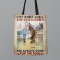 Personalized Horse And Dog Canvas Bag - Up to 2 Horses And 4 Dogs - Gift Idea For Horse/Dog Lover - Dirt Horse Smell And Dog Slobber Are Always Good For The Soul