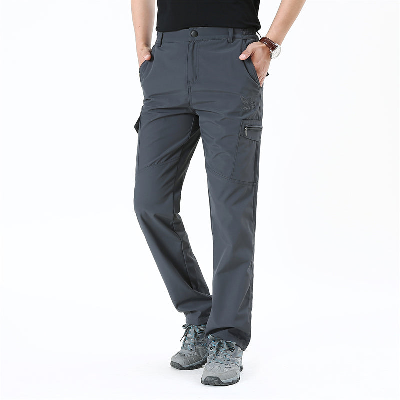 All Seasons Men's Solid Cargo Pants for Outdoor Use