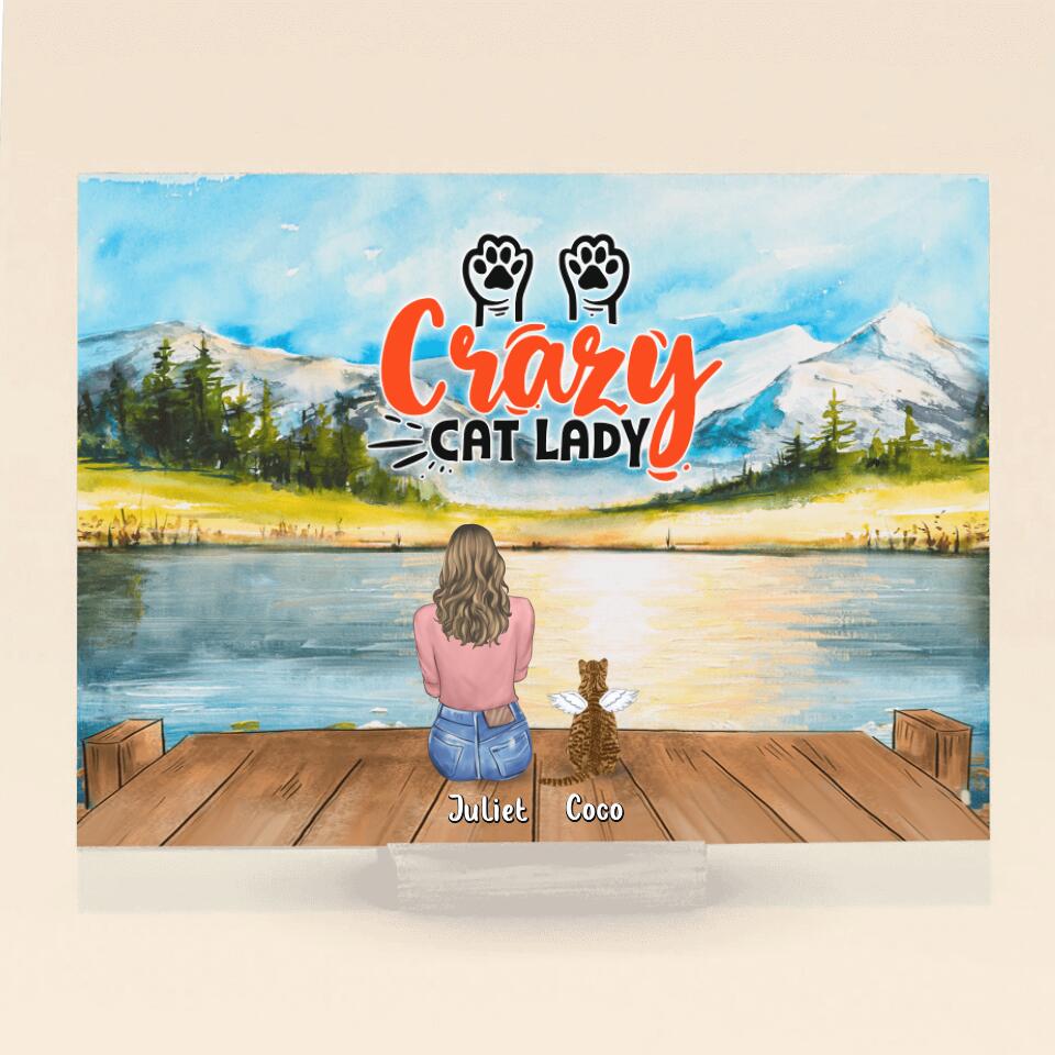 Personalized Cat Mom Dad Acrylic Plaque - Up to 4 Cats - Gift Idea For Cat Lover/Couple - My Angel Has Paws