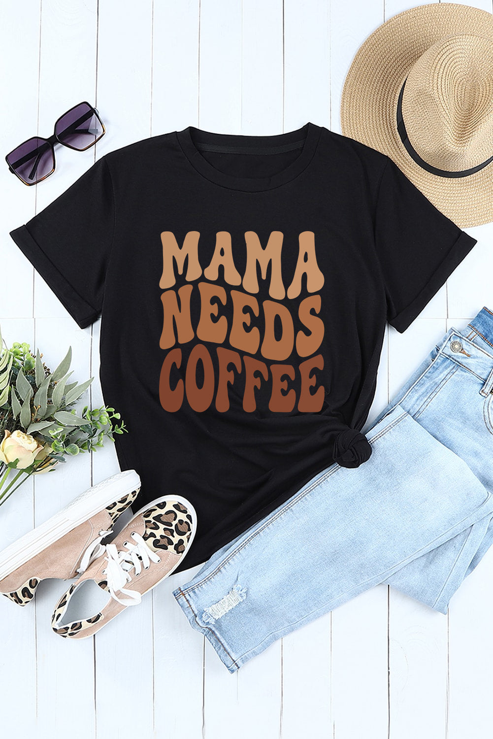 Black MAMA NEEDS COFFEE Graphic T-Shirt | Soft Cotton Blend