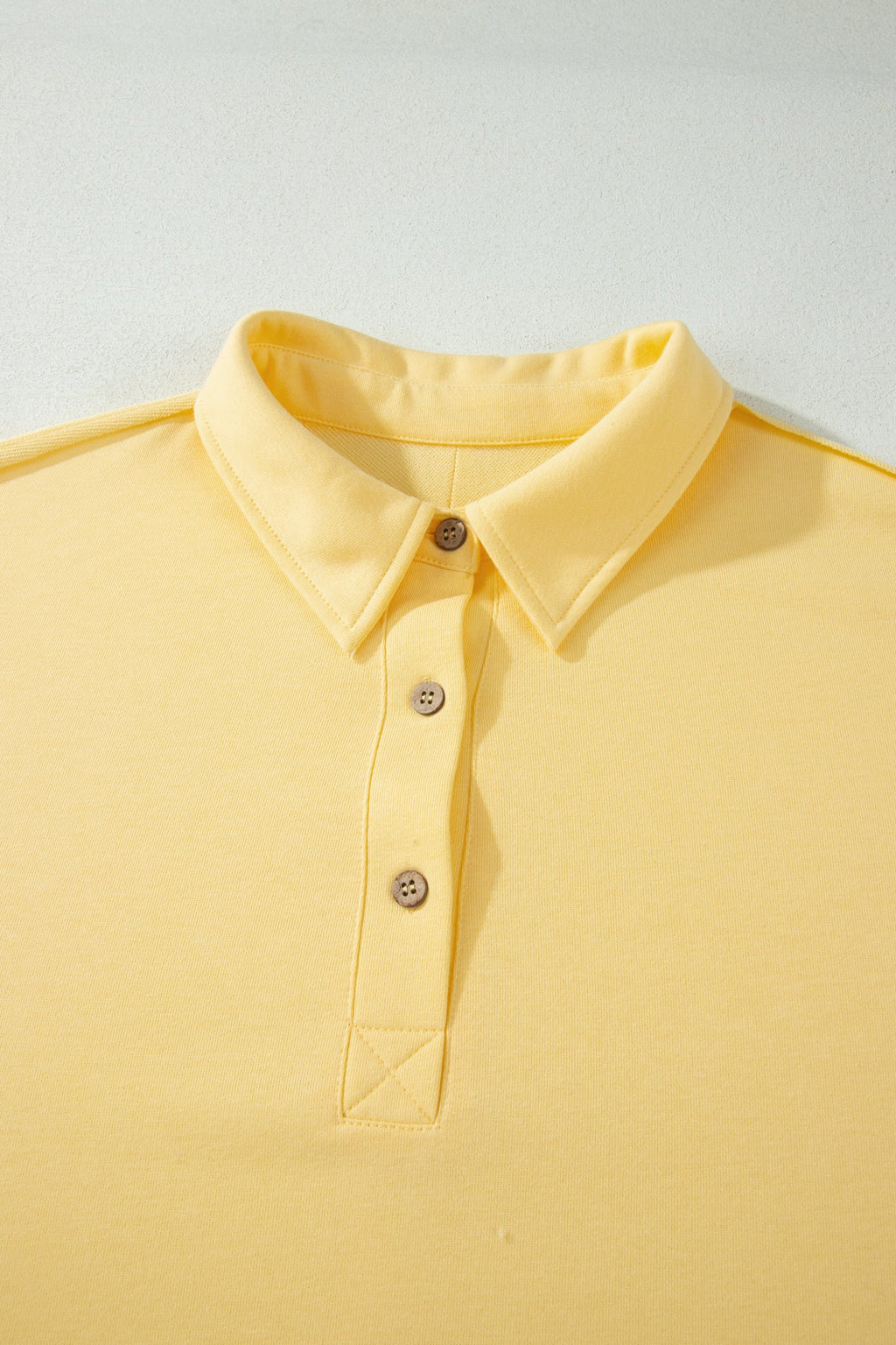 Solid Polo Tee and Elastic Waist Shorts Loungewear Set - Yellow