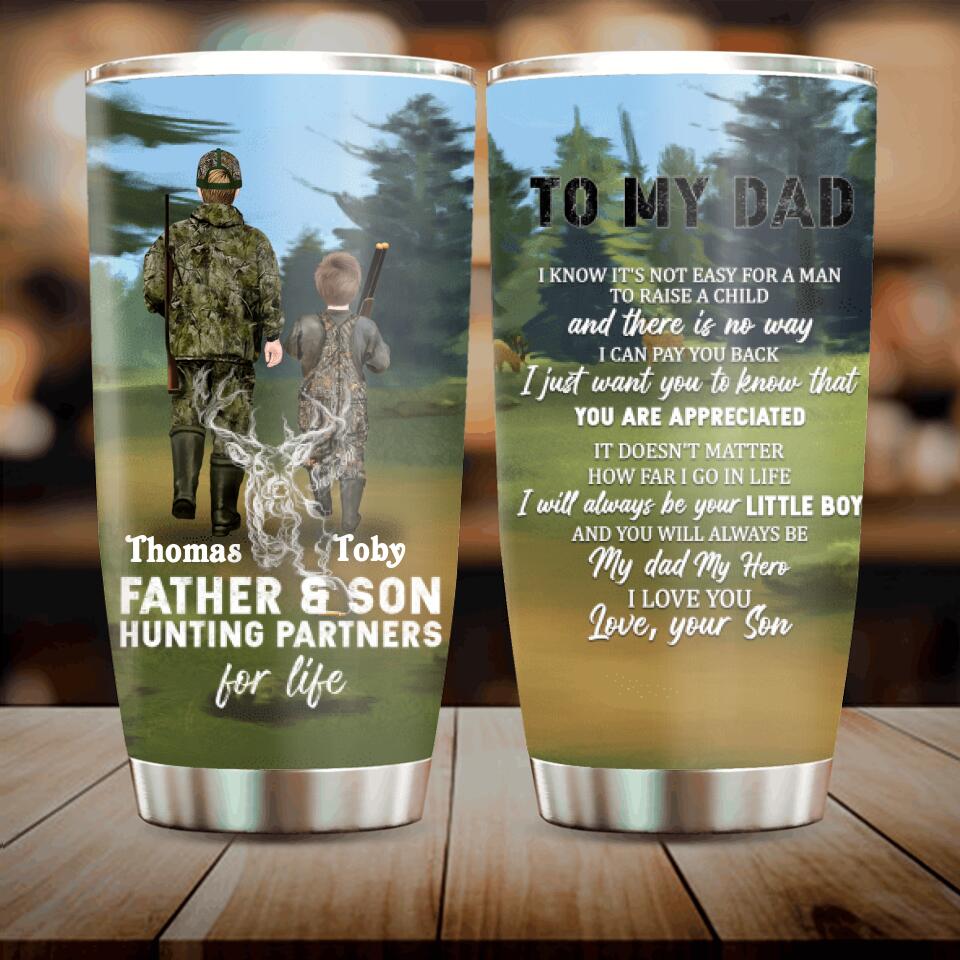 Personalized Hunting Tumbler - Gift Idea For Father's Day - Father And Son Hunting Partners For Life