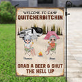 Personalized Welcome To Camp Quitcherbitchin Flag Sign - Gift Idea For Friends - Up To 7 People - Grab A Beer And Shut The Hell Up