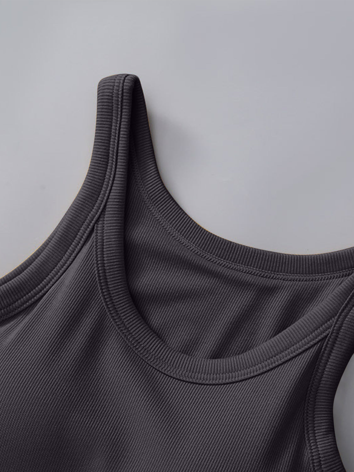 Women's Fitted Round Neck Tank Top with Built-in Bra - Sleeveless