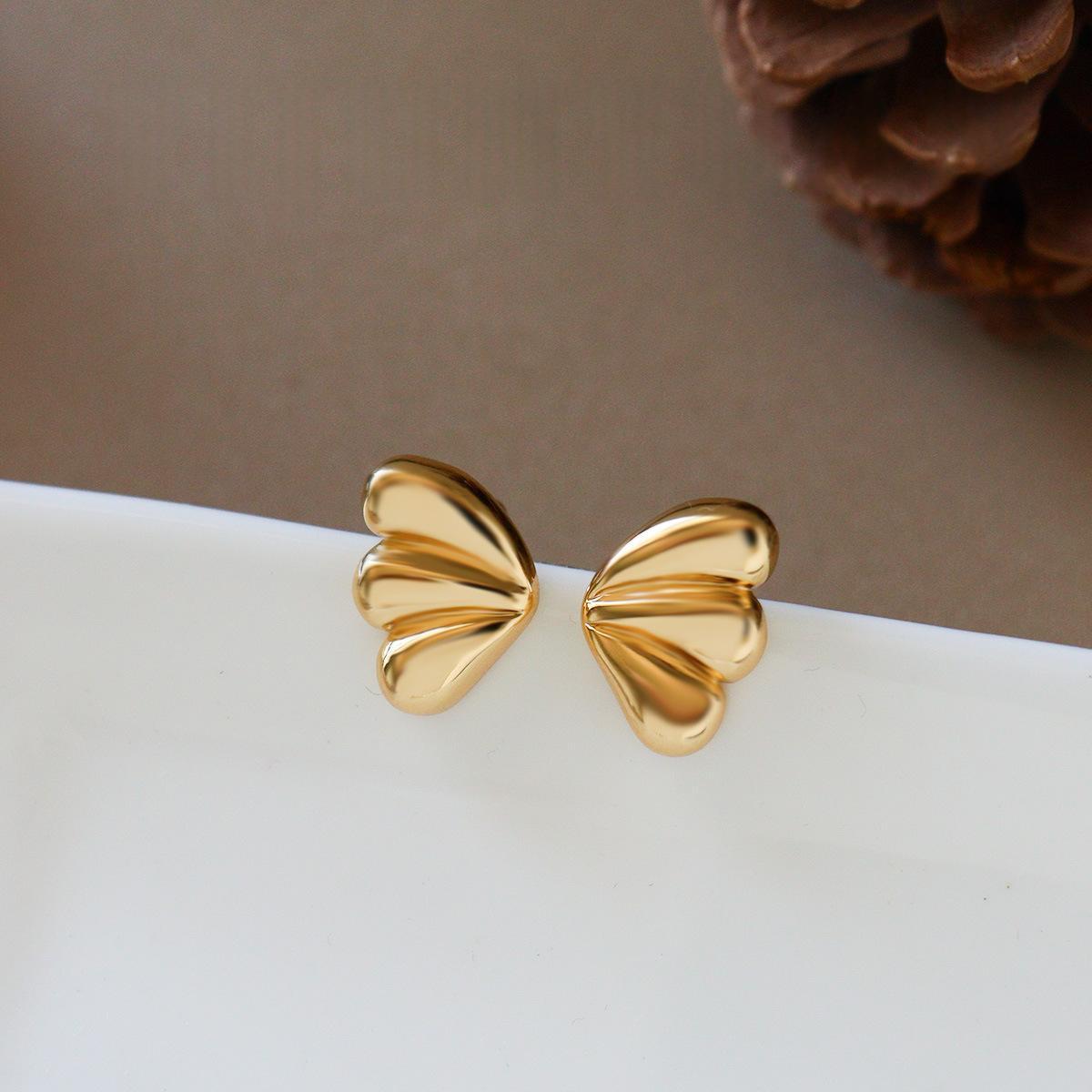 Faceted Fan-shaped Stud Earrings 925 Silver Needle Earrings