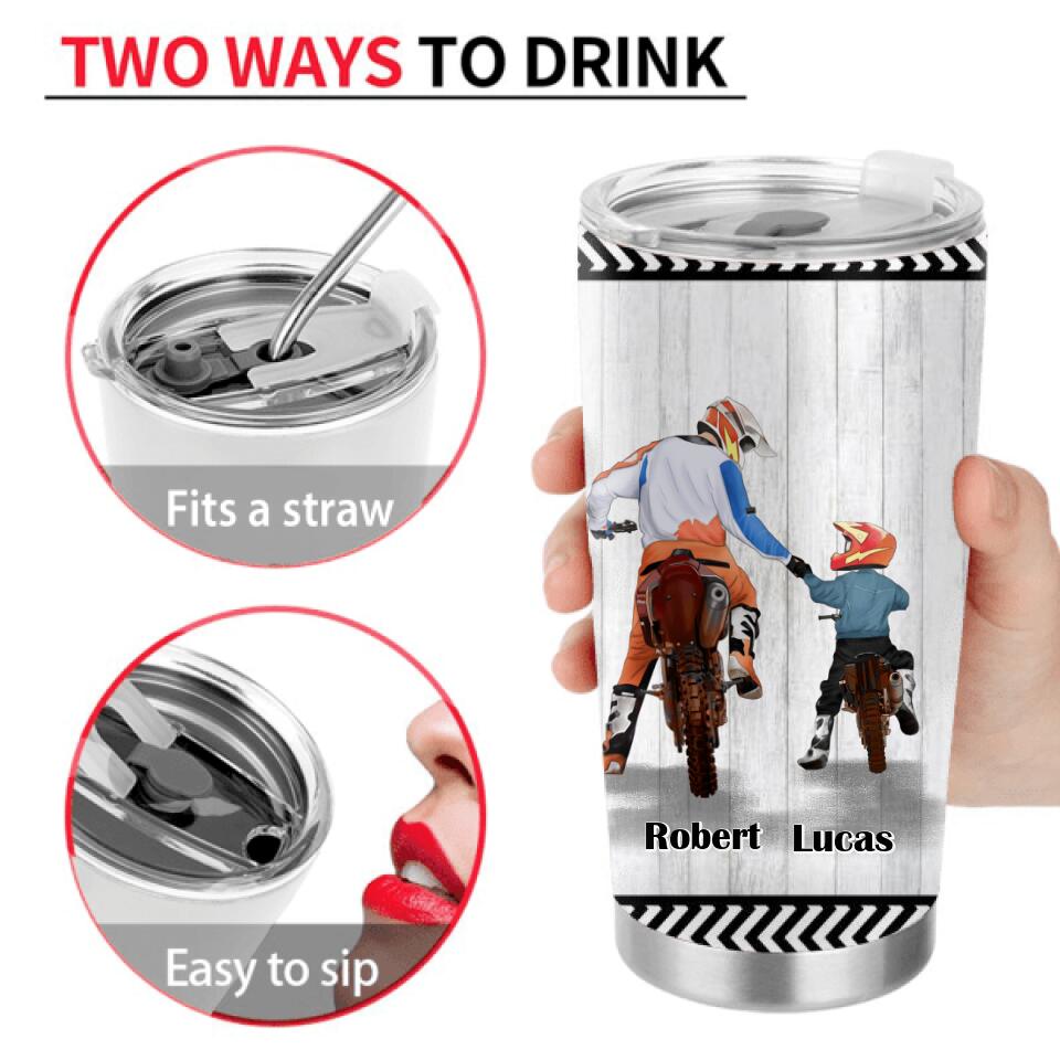 Personalized Father & Son Biker Tumbler - Gift Idea For Father's Day/Bike Lovers - To My Son, Never Forget That I Love You
