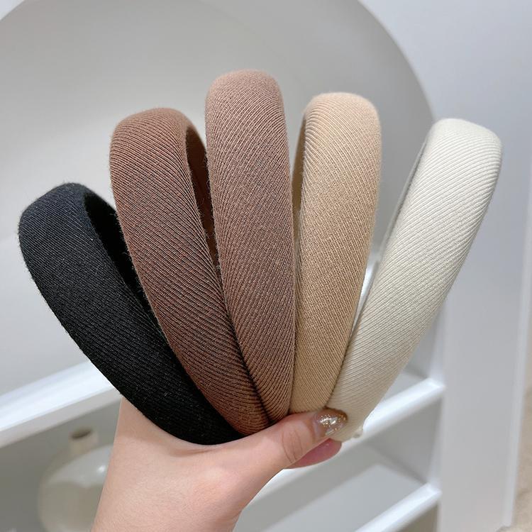 Japanese Style Wide Padded Headband - Khaki, Brown & Cream - Image 4