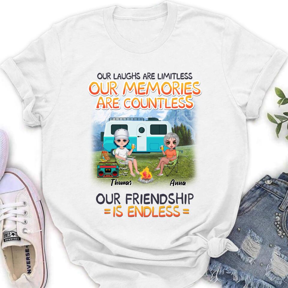 Personalized Mountain Camping Friends Shirt/Pullover Hoodie - Up to 8 People - Best Gift For Camping Lovers - We're More Than Just Camping Friends