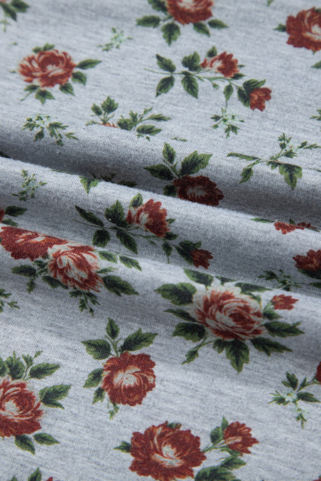Karla Patchwork Polo Tee with Floral Print in Blue and Grey