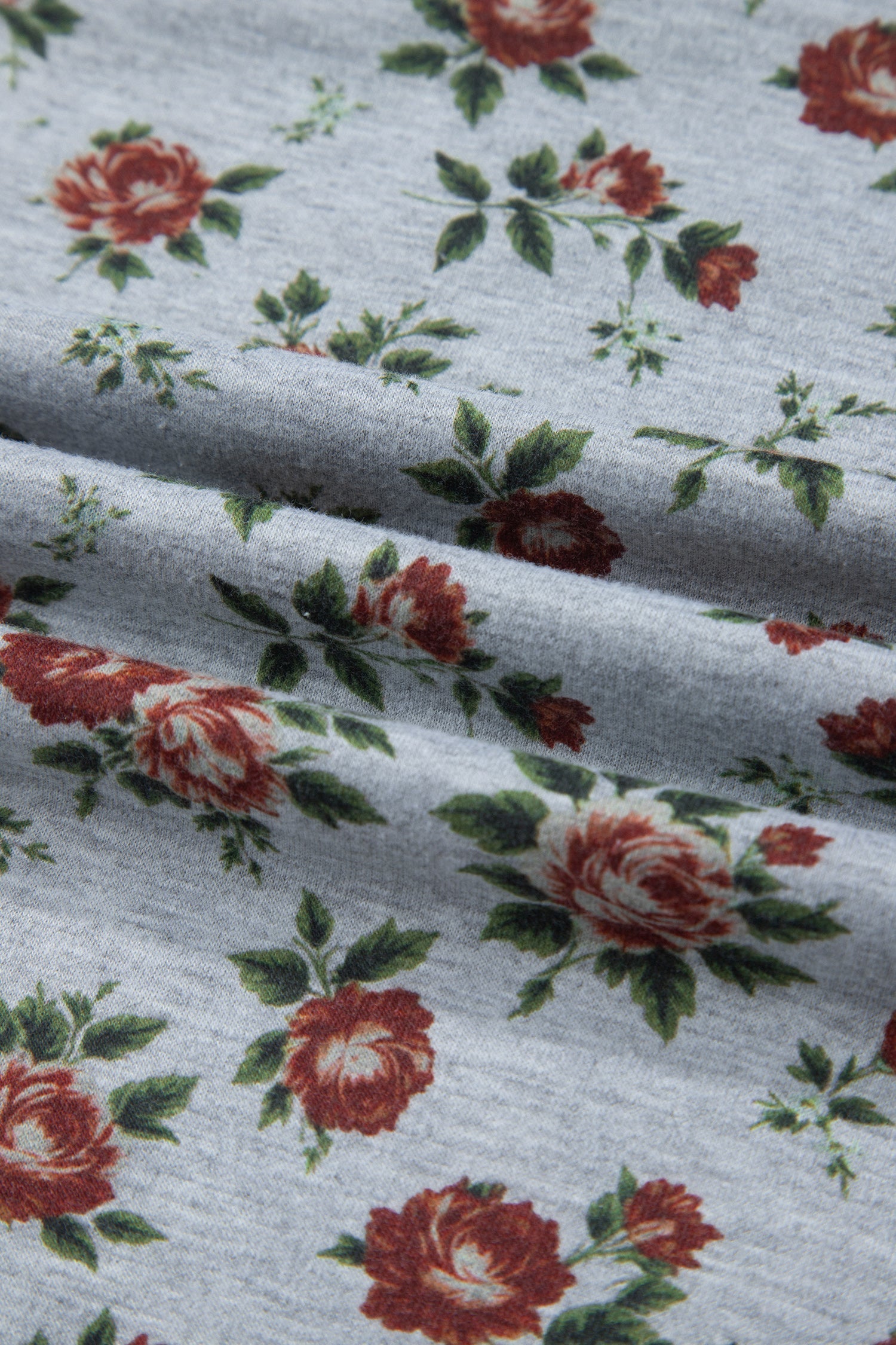 Karla Patchwork Polo Tee with Floral Print in Blue and Grey