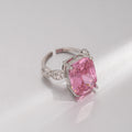Radiant Cut Shiny Zircon Open Ring Fashion Women Finger Jewelry For Daily Dating Banquet Party Occasions