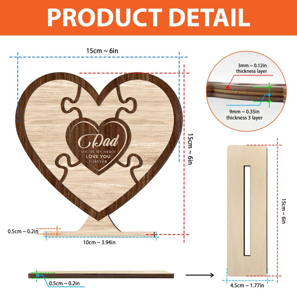 Personalized Dad You're My Hero Wooden Plaque - Gift for Dad, Grandpa, Step Dad - Father's Day Gift - Love You Forever