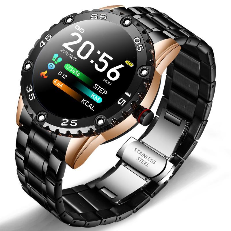 Men's stainless steel sports smart watch in black finish