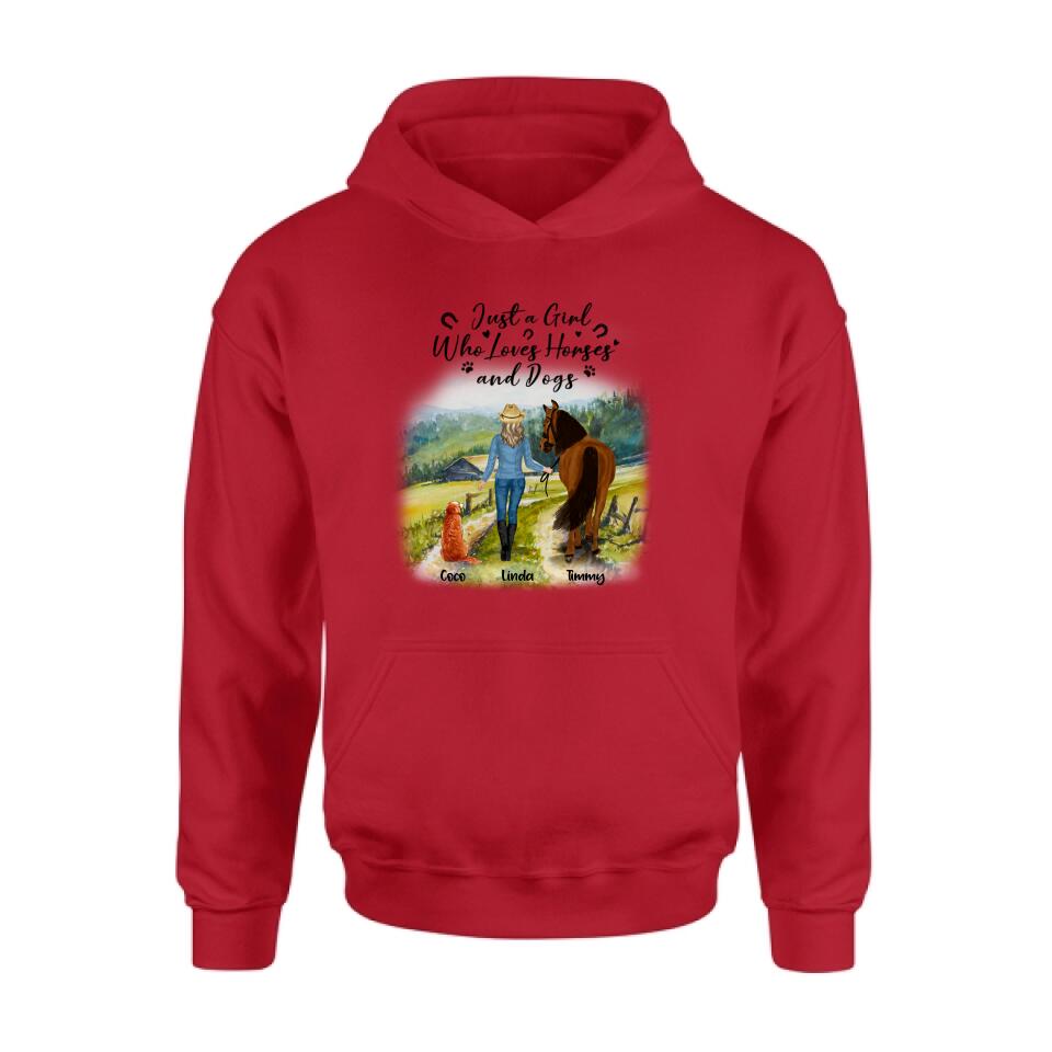 Personalized Horse And Dog Shirt - Up to 2 Horses And 4 Dogs - Best Gift For Horse/Dog Lover