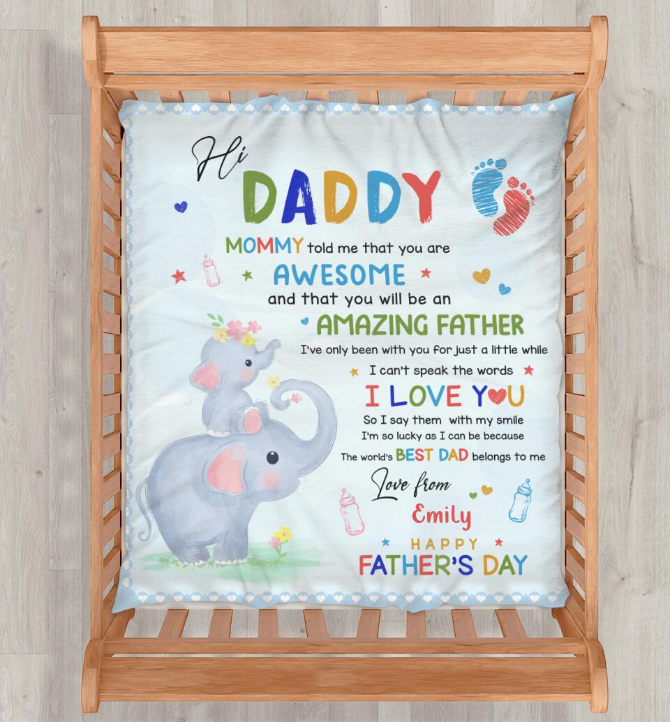 Personalized To My Dad Kid Fleece Throw Blanket - Gift Idea For Father's Day - Mommy Told Me That You Are Awesome