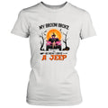 Witch My Broom Broke Jeep Graphic White T-Shirt Halloween Gift - Image 2