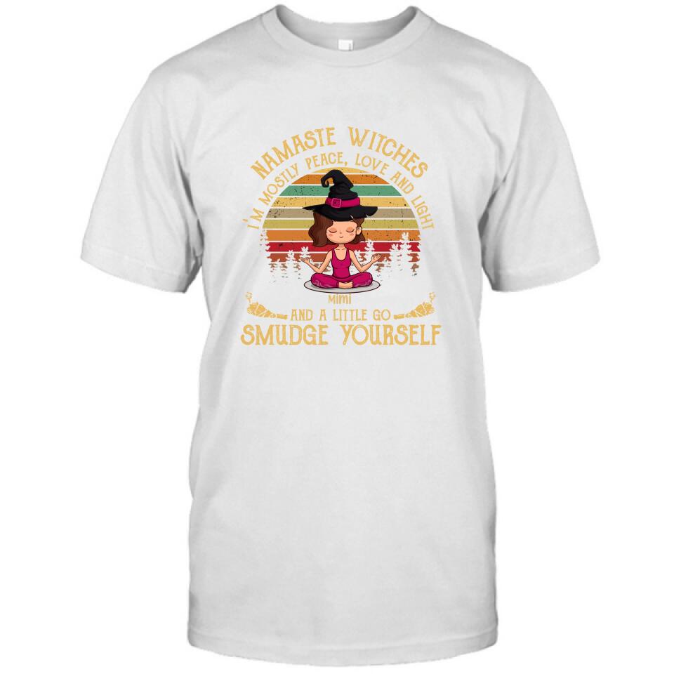 Personalized Yoga T-shirt - Gift For Yoga Lovers, Halloween - Namaste Witches