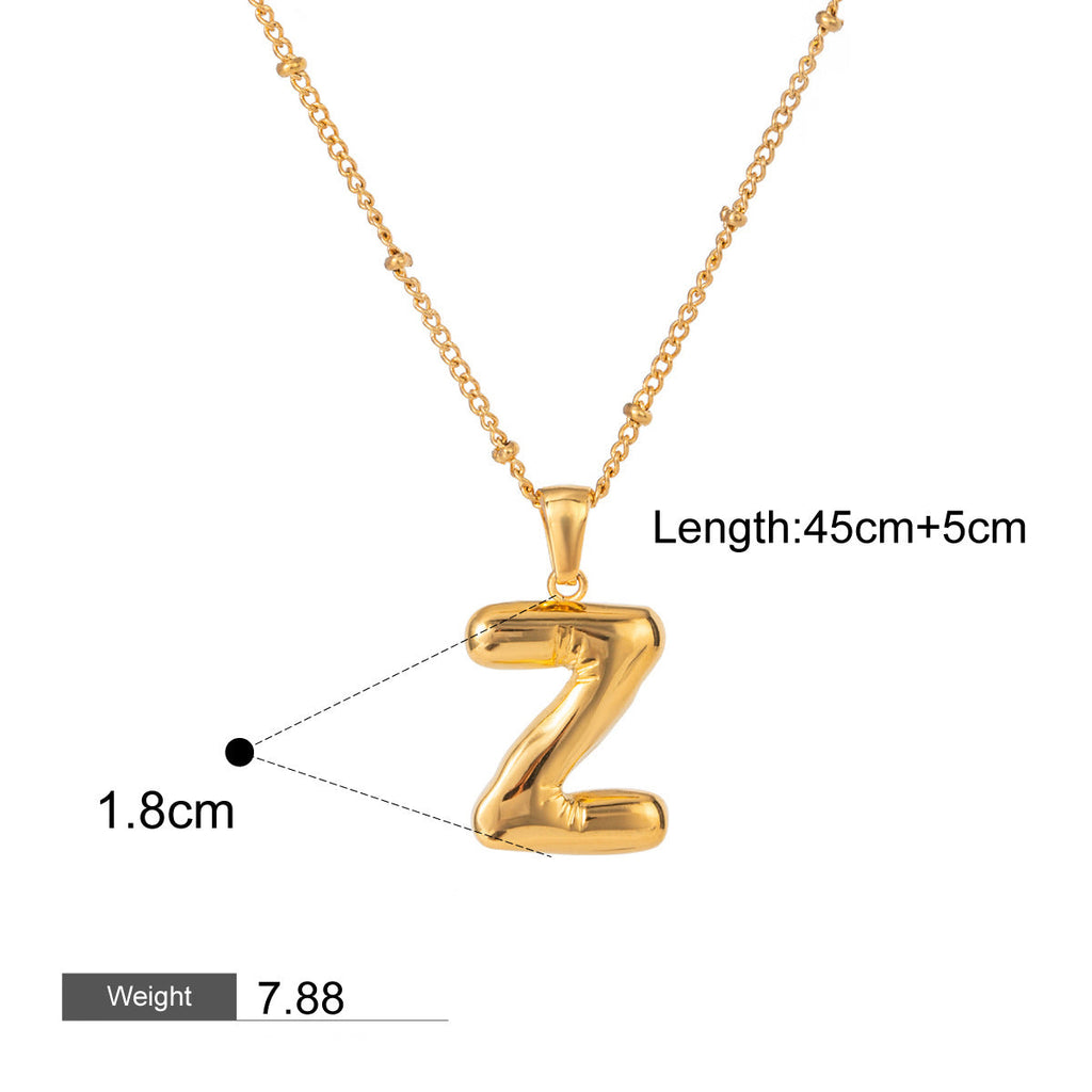 18K gold letters with birthstone design exquisite and noble necklace