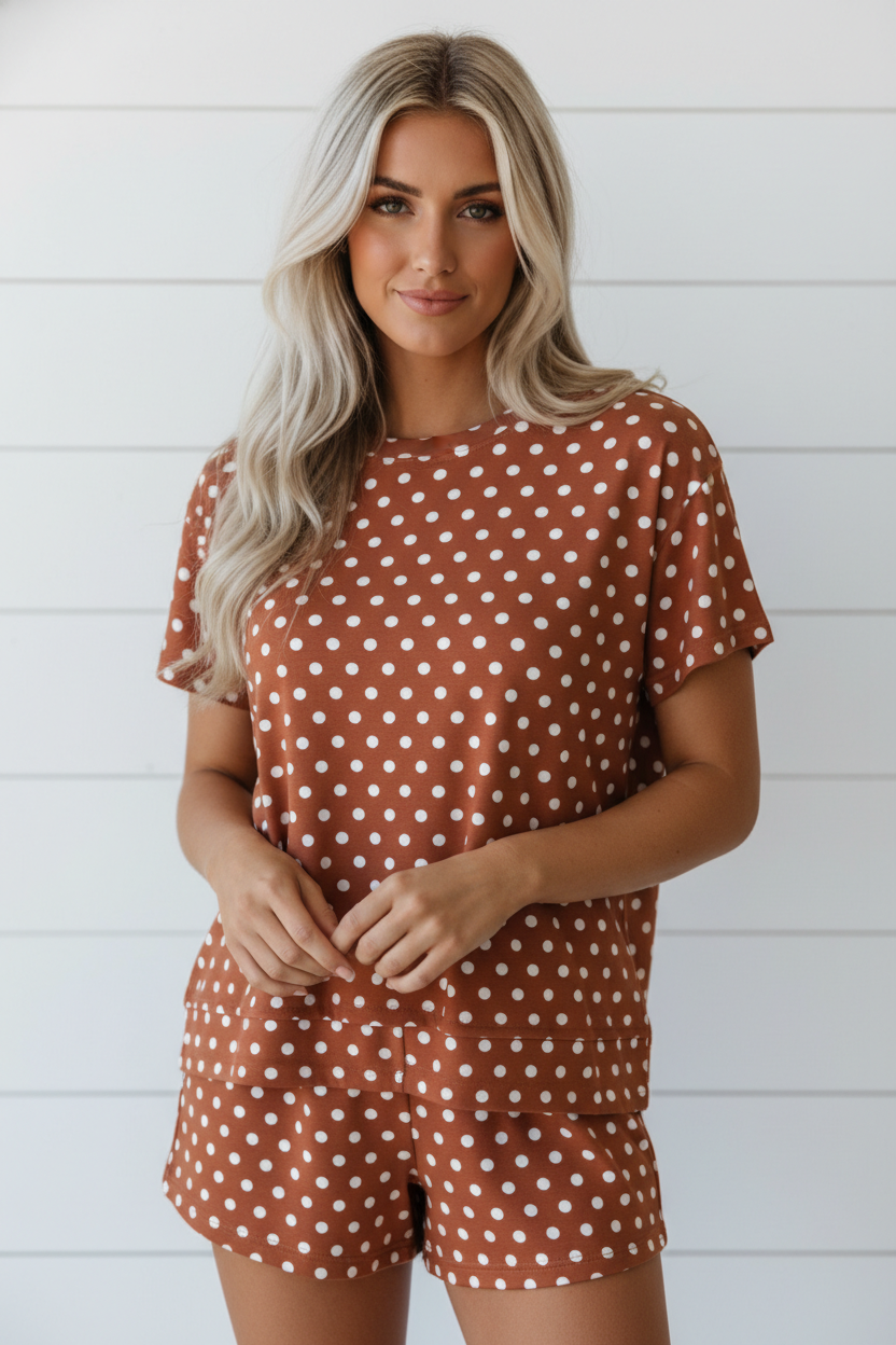 Polka Dot Short Sleeve Top & Shorts Set
