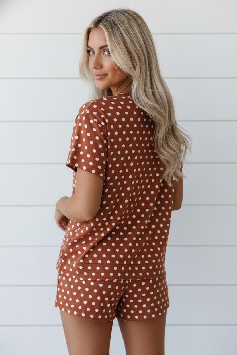 Polka Dot Short Sleeve Top & Shorts Set
