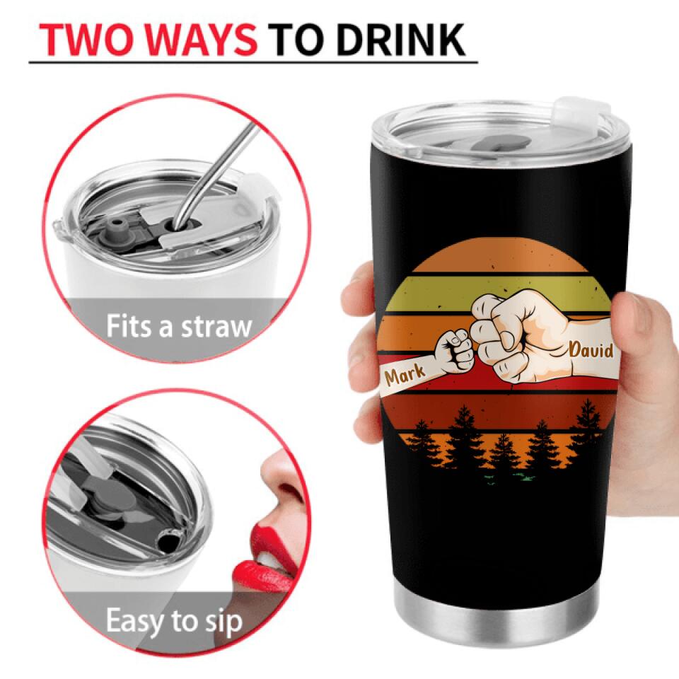 Personalized Father Tumbler - Up to 6 Kids - Gift Idea for Father's Day - I Asked God To Make Me A Better Man He Sent Me My Son