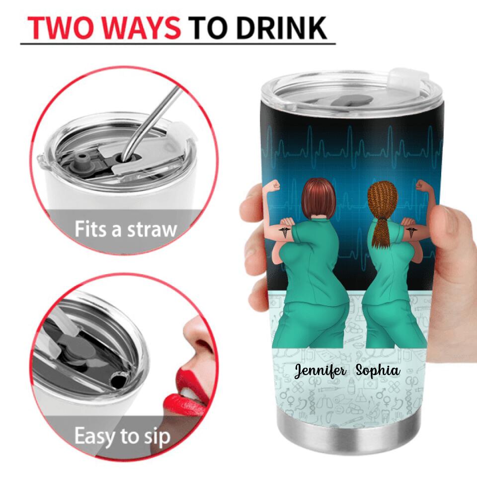 Personalized Nurse Besties Tumbler - Up to 4 Nurses - Gift Idea For Coworkers, Friends, Nurses - We'll Always Be Nurse Besties