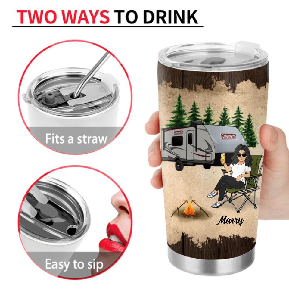 Personalized Retired Camping Tumbler - Retired Gift Idea For Camping Lover - I'm Retired Hello Pension Goodbye Tension