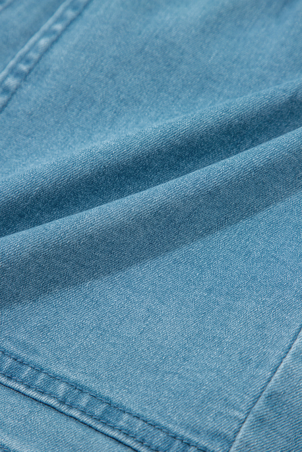 Light-Blue Denim Drawstring Elastic Waist Shorts for Casual Wear