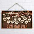 Personalized Family Hanging Hearts Wooden Sign - Wall Hanging Gift For Family, Mother's Day, Father's Day - Happy Father's Day