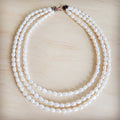 Genuine Freshwater Pearl Triple Strand Layered Boho Necklace 263r
