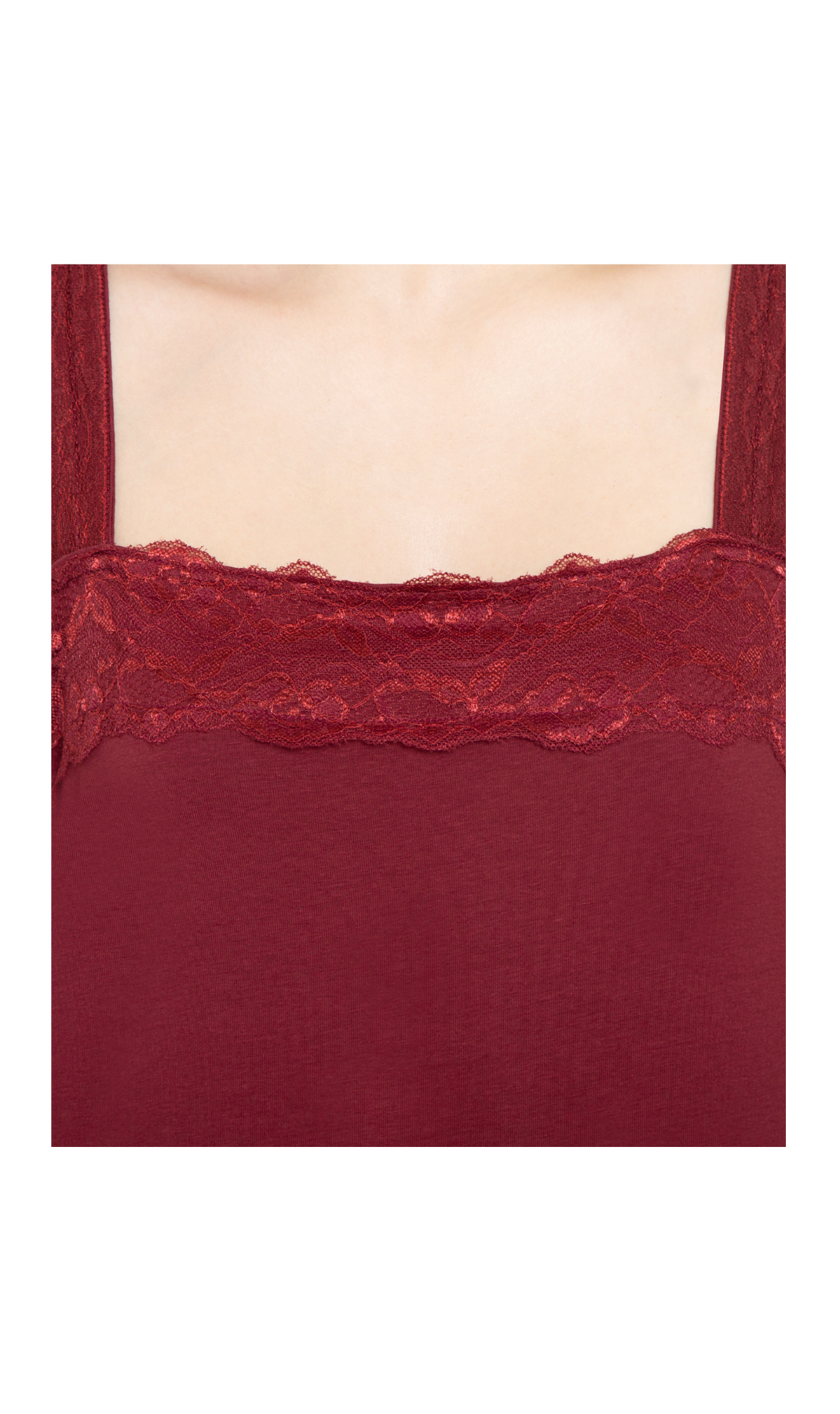 Women's Lace Trim Sleeveless Cotton Blend Tank Top