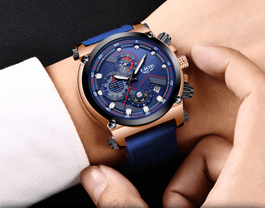Modern Waterproof Quartz Watch with Genuine Leather Strap